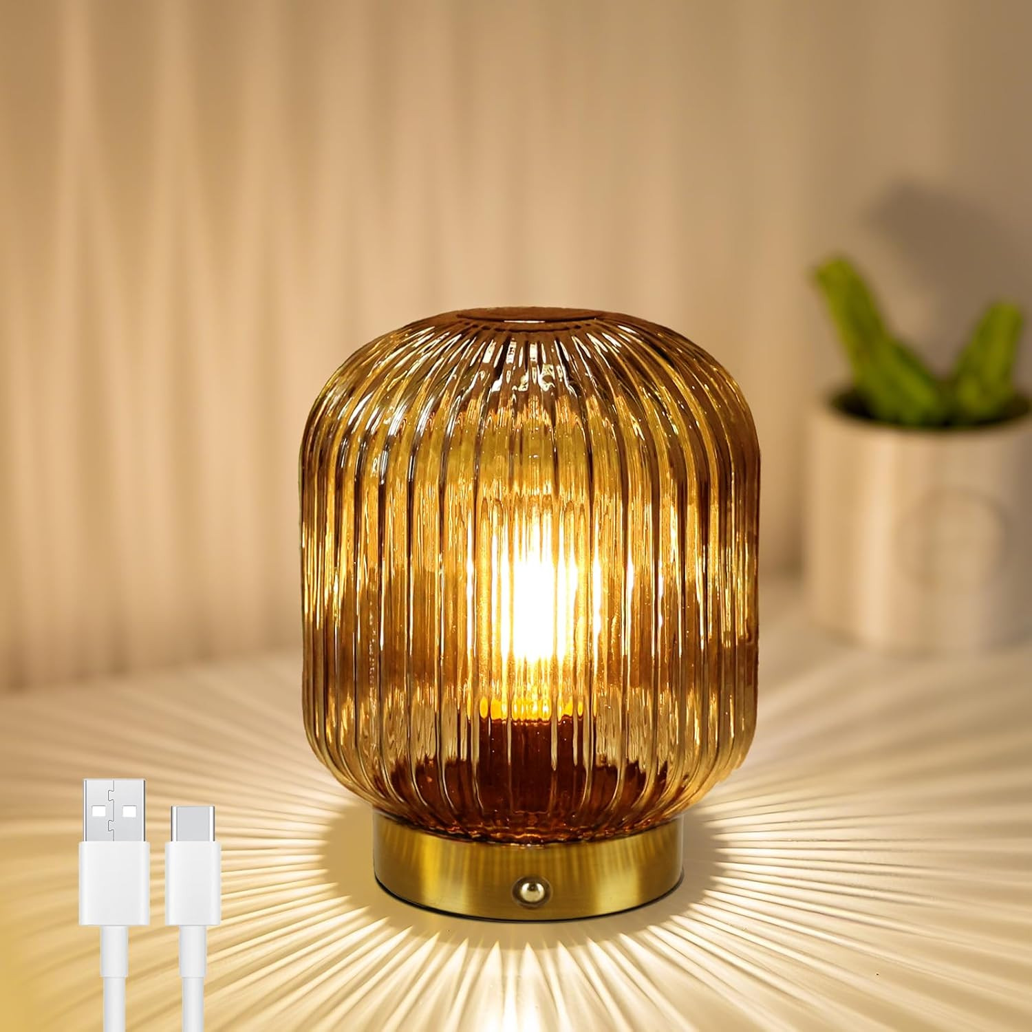 MJ PREMIER Rechargeable Table Lamp,Cordless Lamp with Memory Function,Amber | Amazon (US)