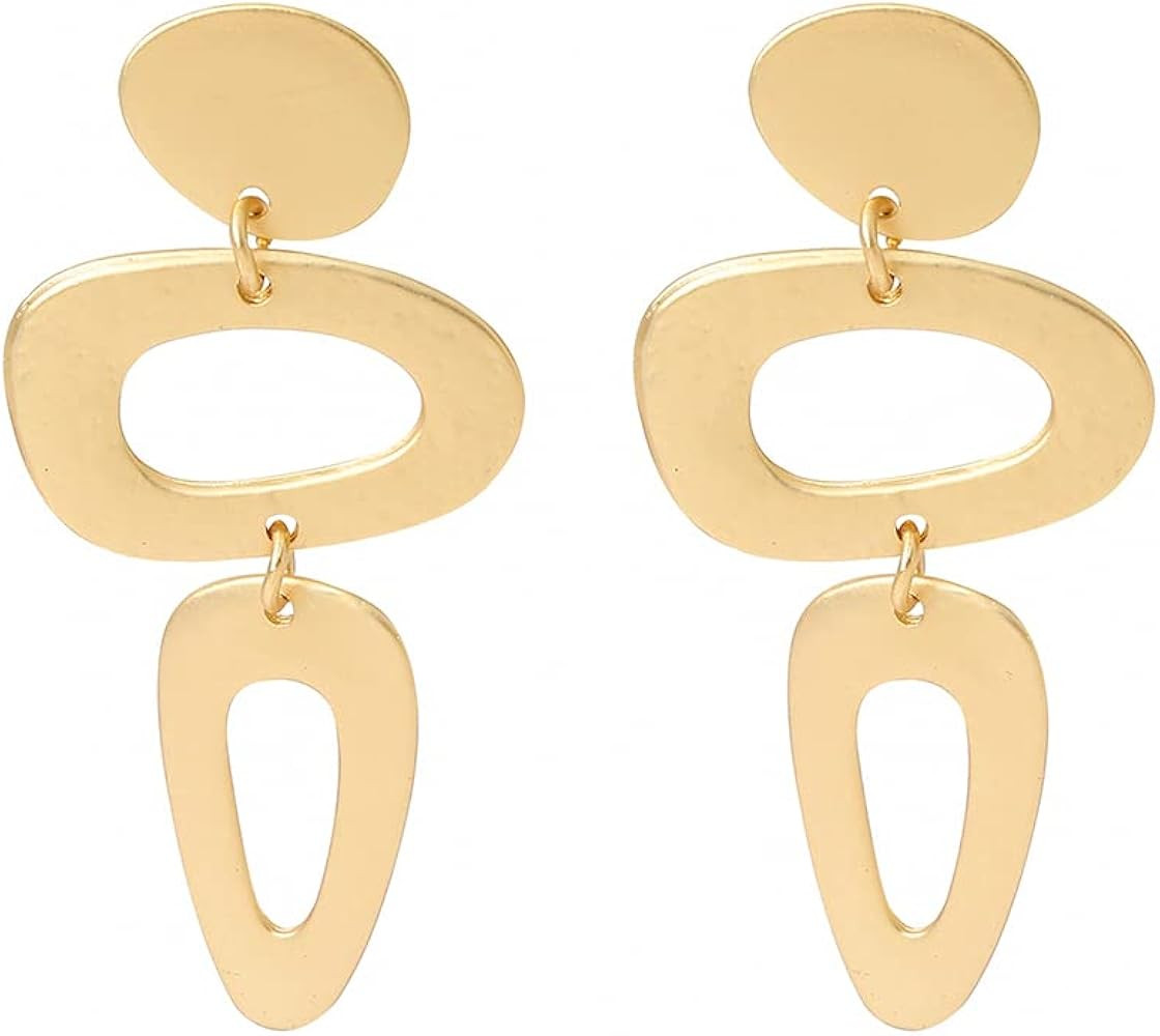 Gold Silver Round Disc Dangle Earrings Minimalist Circle Geometric Statement Drop Earrings for Wo... | Amazon (US)
