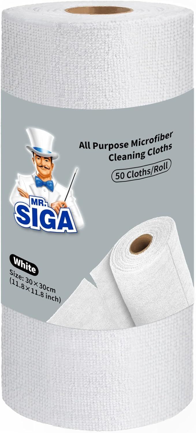 MR.SIGA Microfiber Cloths in Roll, Lint Free Cleaning Wipes, Value Pack Reusable Kitchen Towels, ... | Amazon (US)
