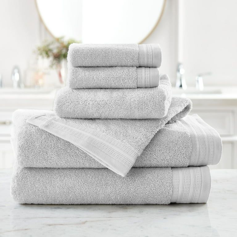 Hotel Style 6-Piece Egyptian Cotton Bath Towel Set, Platinum Silver - Walmart.com | Walmart (US)