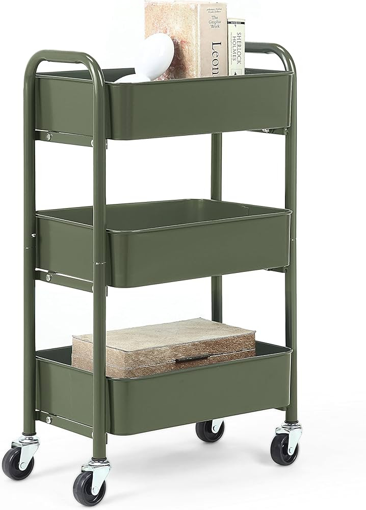 SunnyPoint 3-Tier Delicate Compact Rolling Metal Storage Organizer - Mobile Utility Cart Kitchen/... | Amazon (US)