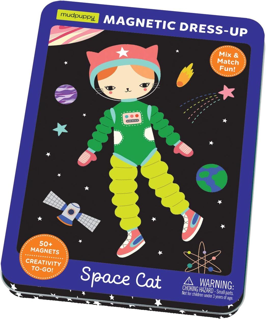 Mudpuppy Space Cat Magnetic Tin – Includes 3 Sheet of Mix & Match Dress Up Magnets and 2 Backgr... | Amazon (US)