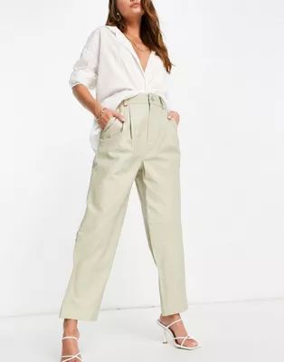 ASOS EDITION slouchy leather trouser with seam detail in clay | ASOS (Global)