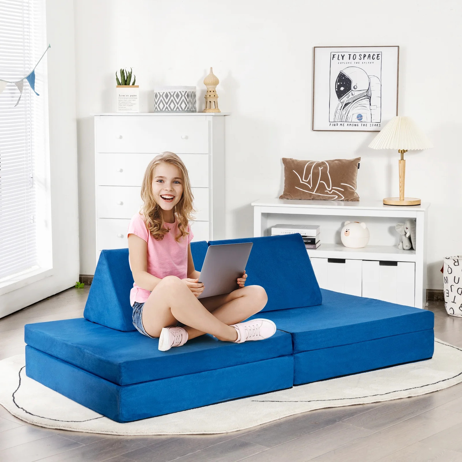 Infans 4-Piece Convertible Kids Couch or 2 Chairs Toddler to Teen Sofa and Play Set | Walmart (US)