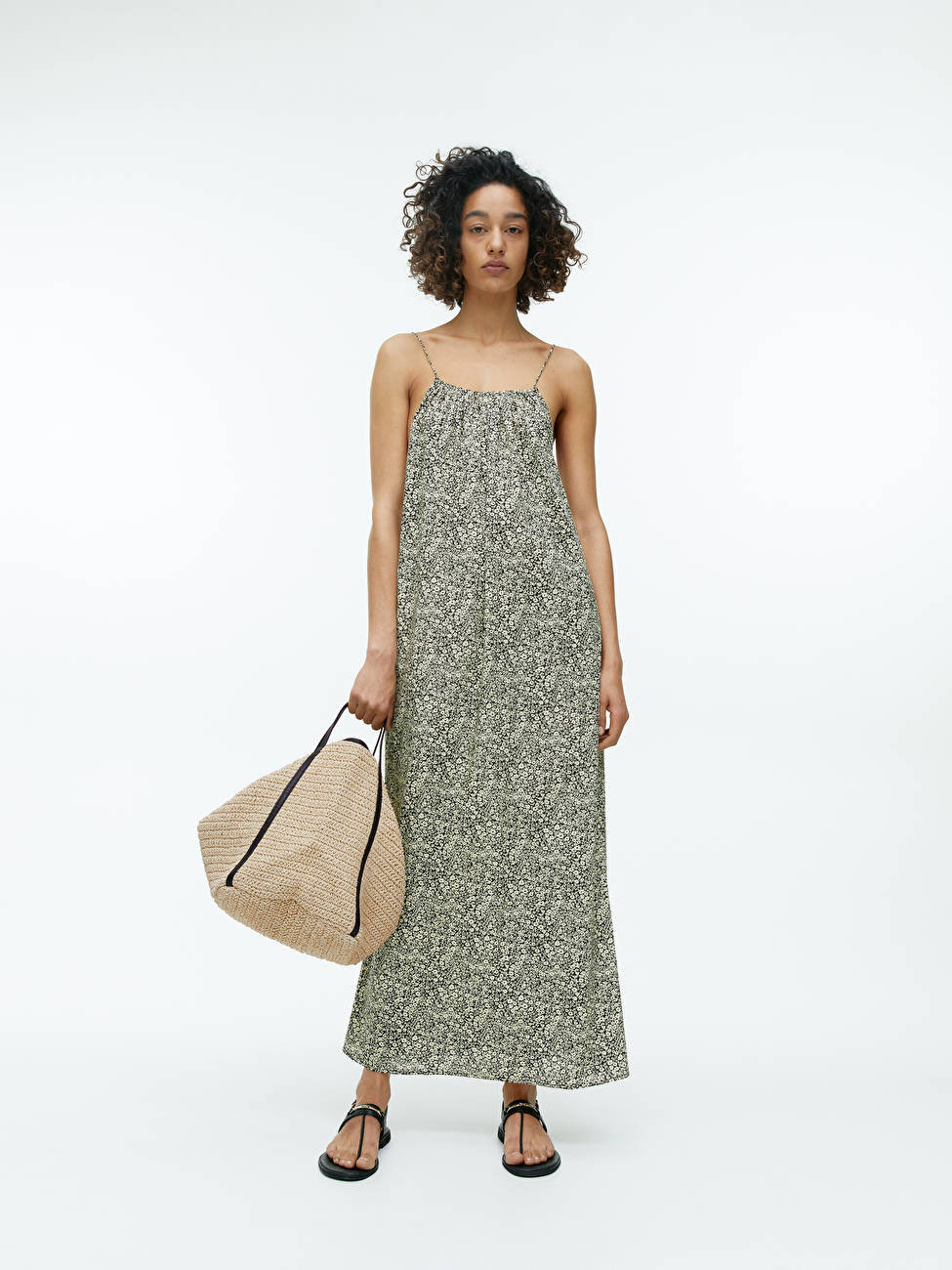 Leather Detailed Straw Tote | ARKET (US&UK)
