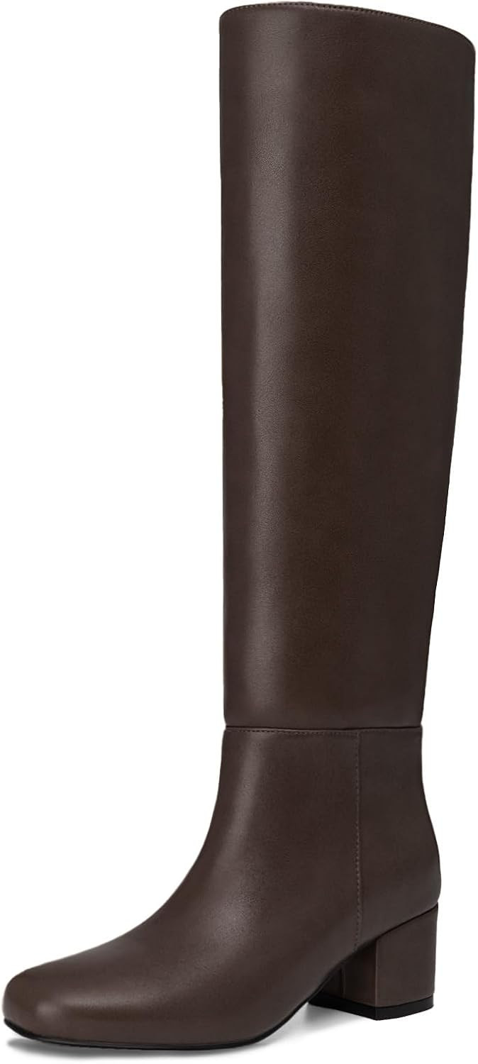 Knee High Boots Women Chunky Low Heel Round Toe Tall Fall Boots | Amazon (US)