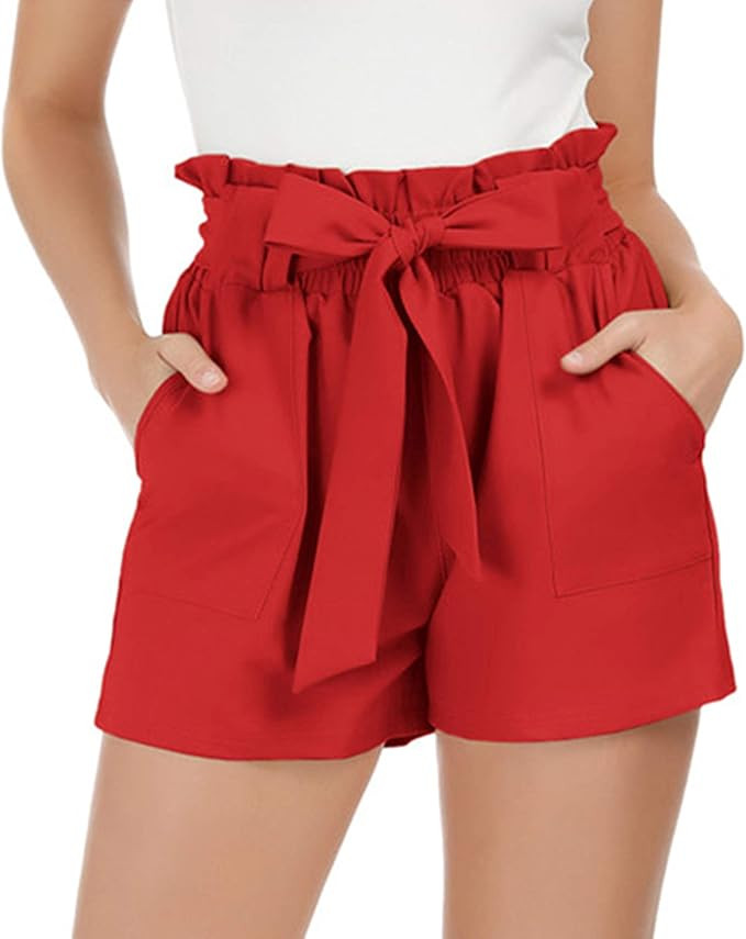GRACE KARIN Women Bowknot Tie Waist Summer Casual Shorts with Pockets | Amazon (US)