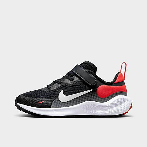 Nike Little Kids Revolution 7 Stretch Lace Running Shoes in Dark Obsidian/Bright Crimson/Black Size: 12.0 | Finish Line (US)
