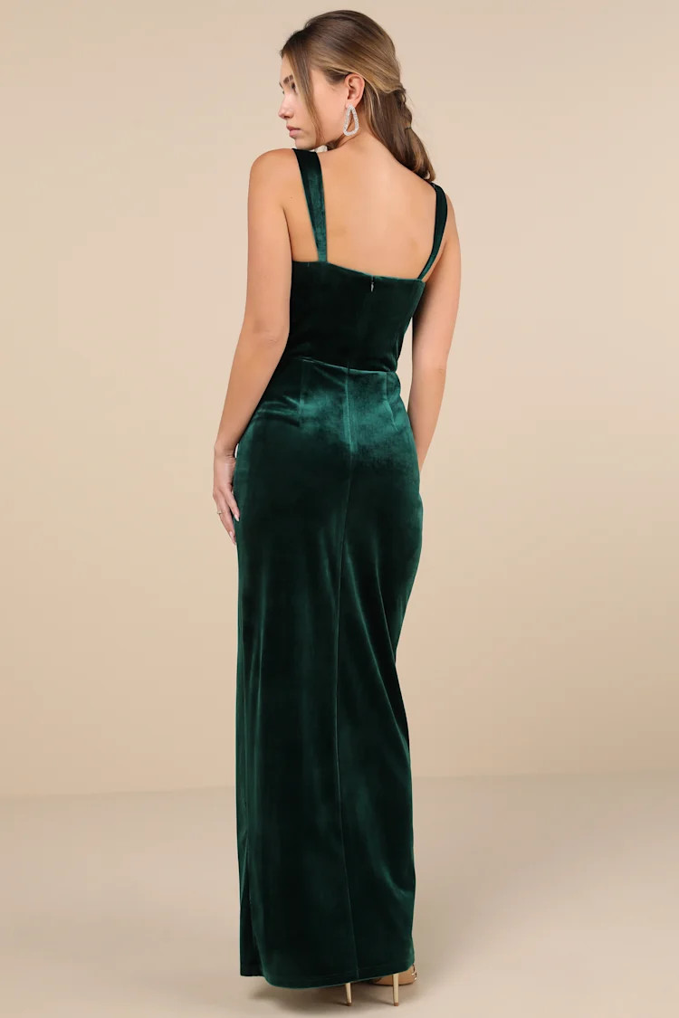 Pristine Luxury Emerald Green Velvet Bustier Maxi Dress | Lulus