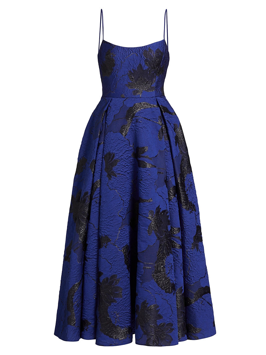Women's Nicolette Floral Jacquard Maxi Dress - Marine Black - Size 4 | Saks Fifth Avenue