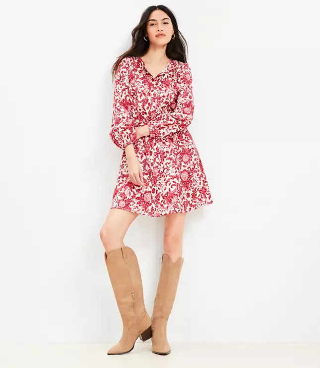 Night Bloom Belted Mini Pocket Dress | LOFT