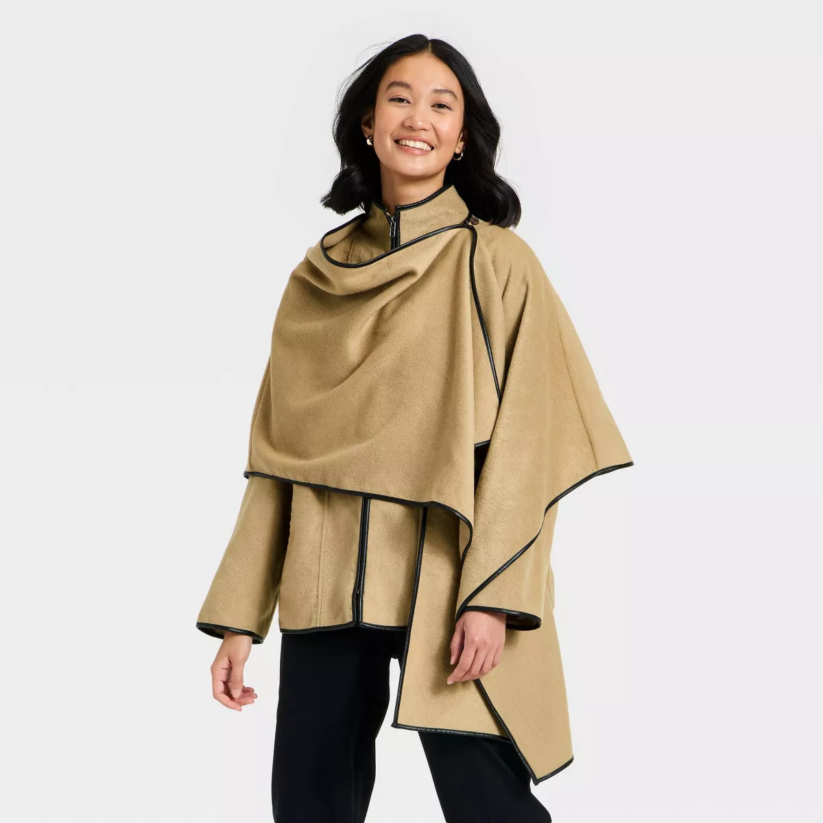 Women's Faux Wool Scarf Coat - A New Day™ Light Brown | Target