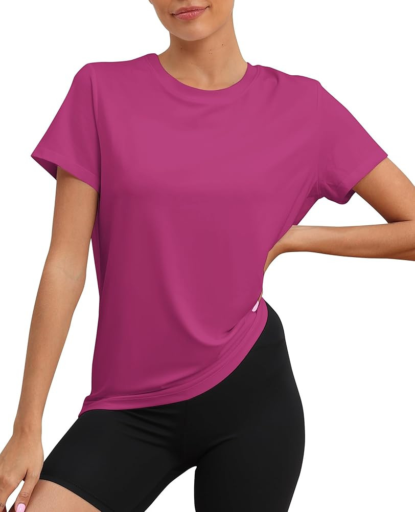 KevaMolly Workout Tops for Women UPF50+ Breathable Loose Fit Yoga T Shirts Short Sleeve Running G... | Amazon (US)