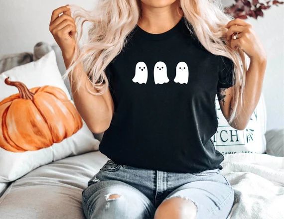 Ghost Shirt Halloween Shirt Funny Halloween Tee Cute Women - Etsy | Etsy (US)