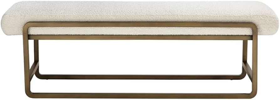 American Home Classic Cole Modern Stainless Steel/Boucle Bench in Brass/Ivory | Amazon (US)