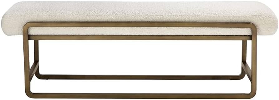 American Home Classic Cole Modern Stainless Steel/Boucle Bench in Brass/Ivory | Amazon (US)