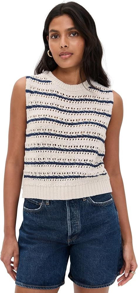 Chalk & Marine Crochet Calista Sweater Vest by VELVET | Amazon (US)