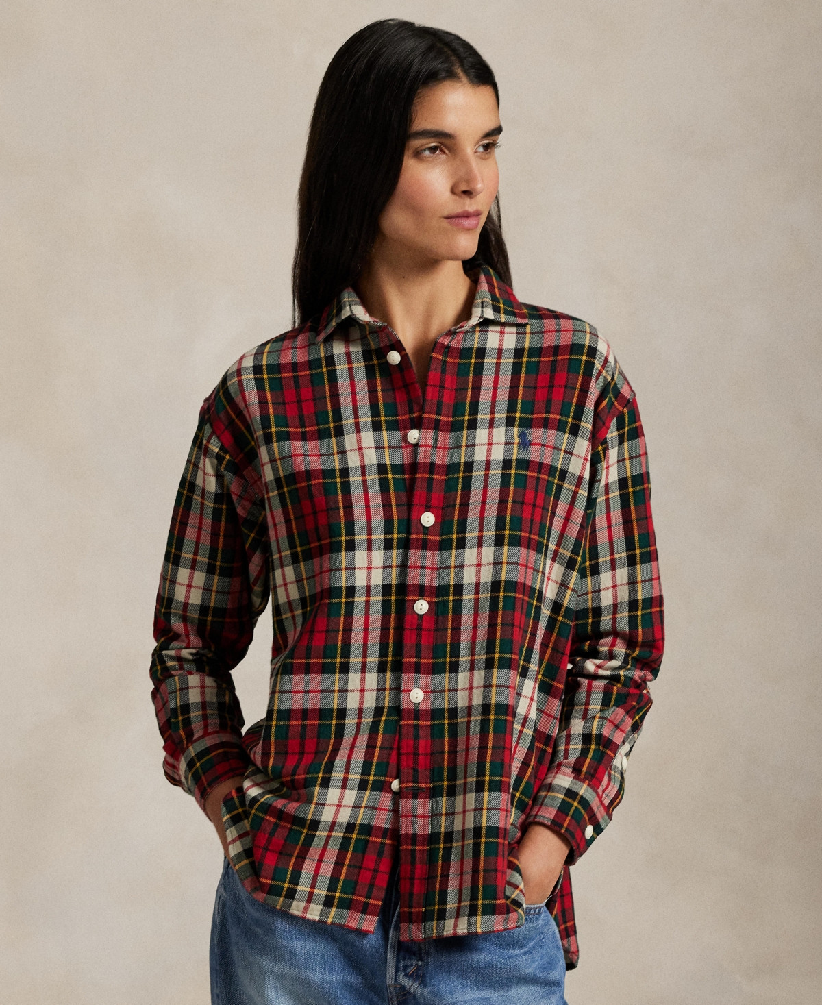 Polo Ralph Lauren Women's Plaid Long Sleeve Shirt - Red/Offwhite | Macy's