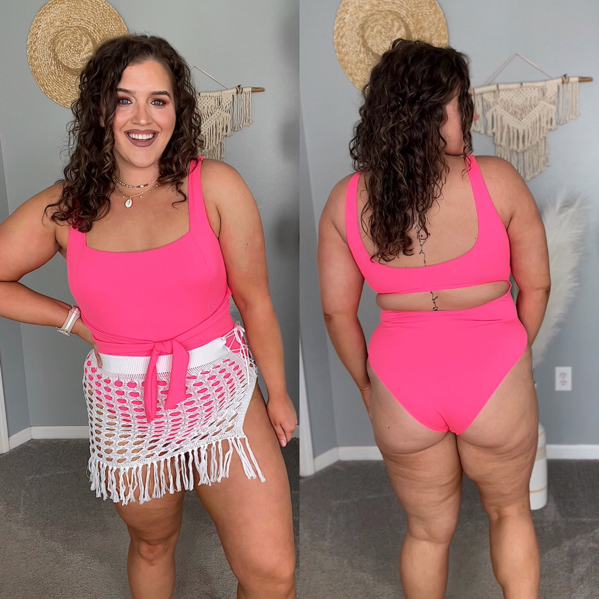 Midsize affordable ribbed waist tie one piece swimsuit on Amazon 🩷✨👙 
Size: XL 
Coverup: XL
#midsizeoutfits #swimsuit #onepieceswimsuit #beachoutfit #resortwear #vacationlook #outfitinspo #beachstyle #sarong #crochet #sandals #jewelry #necklace #beachy #coastal #affordablefashion #curvystyle 

#LTKswim #LTKcurves #LTKSeasonal
