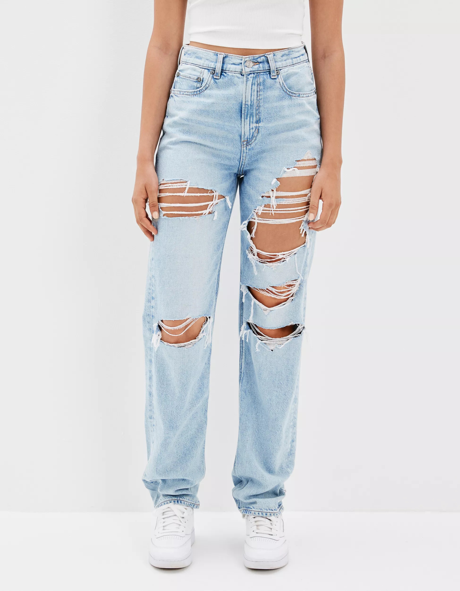 AE Ripped Highest Waist Baggy Straight Jean | American Eagle Outfitters (US & CA)