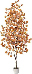 Artificial Eucalyptus Tree, Fall Tree for Outdoor Indoor Porch Entryway, Orange Potted Fake Tall ... | Amazon (US)