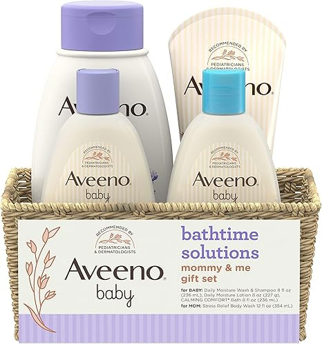 Aveeno Baby Mommy & Me Daily Bathtime Gift Set Including Baby Wash & Shampoo, Calming Baby Bath &... | Amazon (US)
