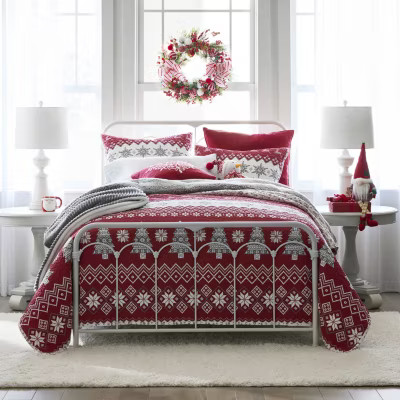 North Pole Trading Co. Holiday Novelty Stripe Quilt Set, Color: Rumba Red - JCPenney | JCPenney