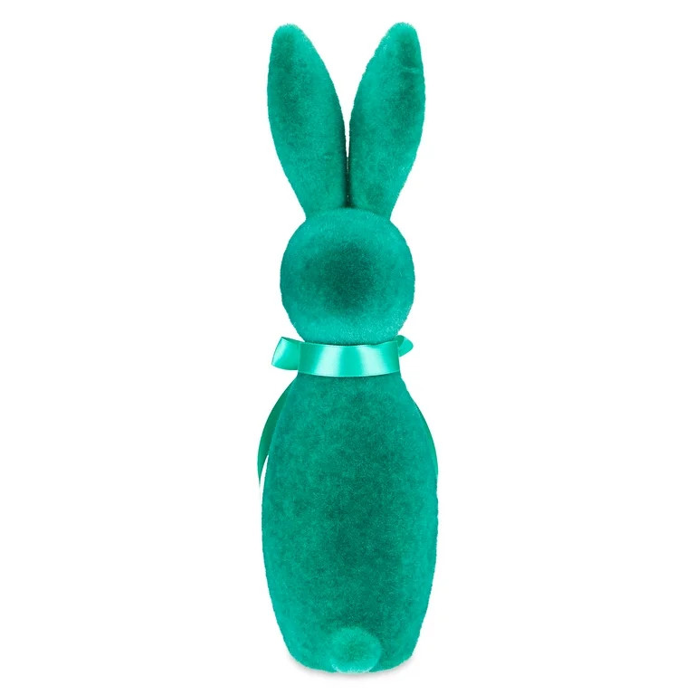 Way to Celebrate Easter Flocked Bunny Decor, Emerald, 16" | Walmart (US)