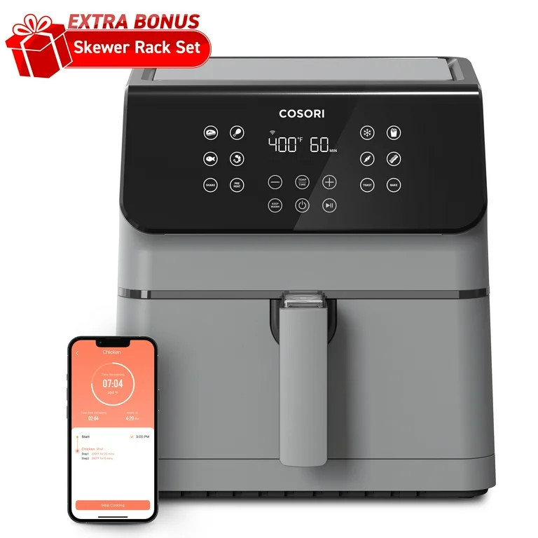 COSORI 5.8-Quart Smart Air Fryer Light Gray CAF-P582S-AUSW with 12 Customizable Cooking Functions... | Walmart (US)