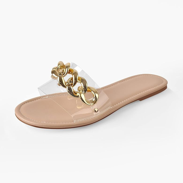 onlymaker Women's Square Open Toe Backless Flat Slipper Sandals Summer Wide Fit Slipper | Amazon (US)