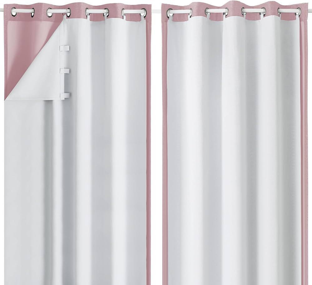 Simplebrand 100% Blackout Greyish White Curtain Liners 2 Panles, 100% Darkening Extra Long Blacko... | Amazon (US)