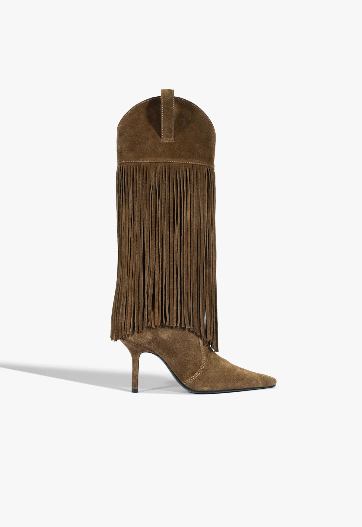 Brown Suede Boot Raffaela Up Fringes | SCHUTZ | Schutz (US)