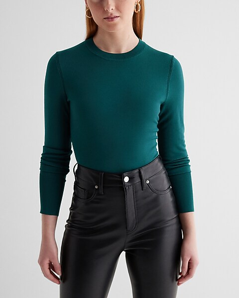 Silky Soft Fitted Crew Neck Sweater | Express