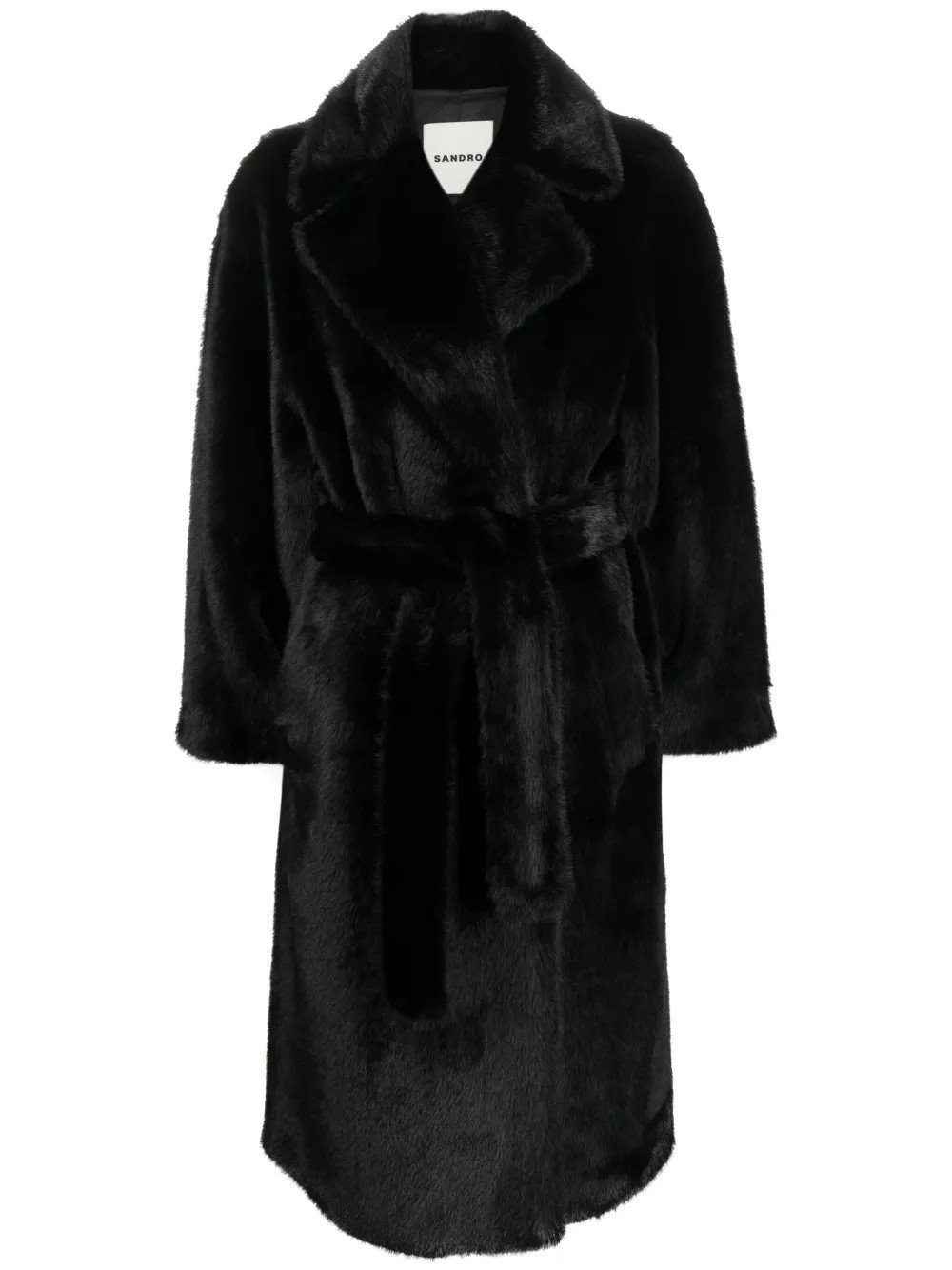 SANDRO notched-lapel Tied Coat - Farfetch | Farfetch Global