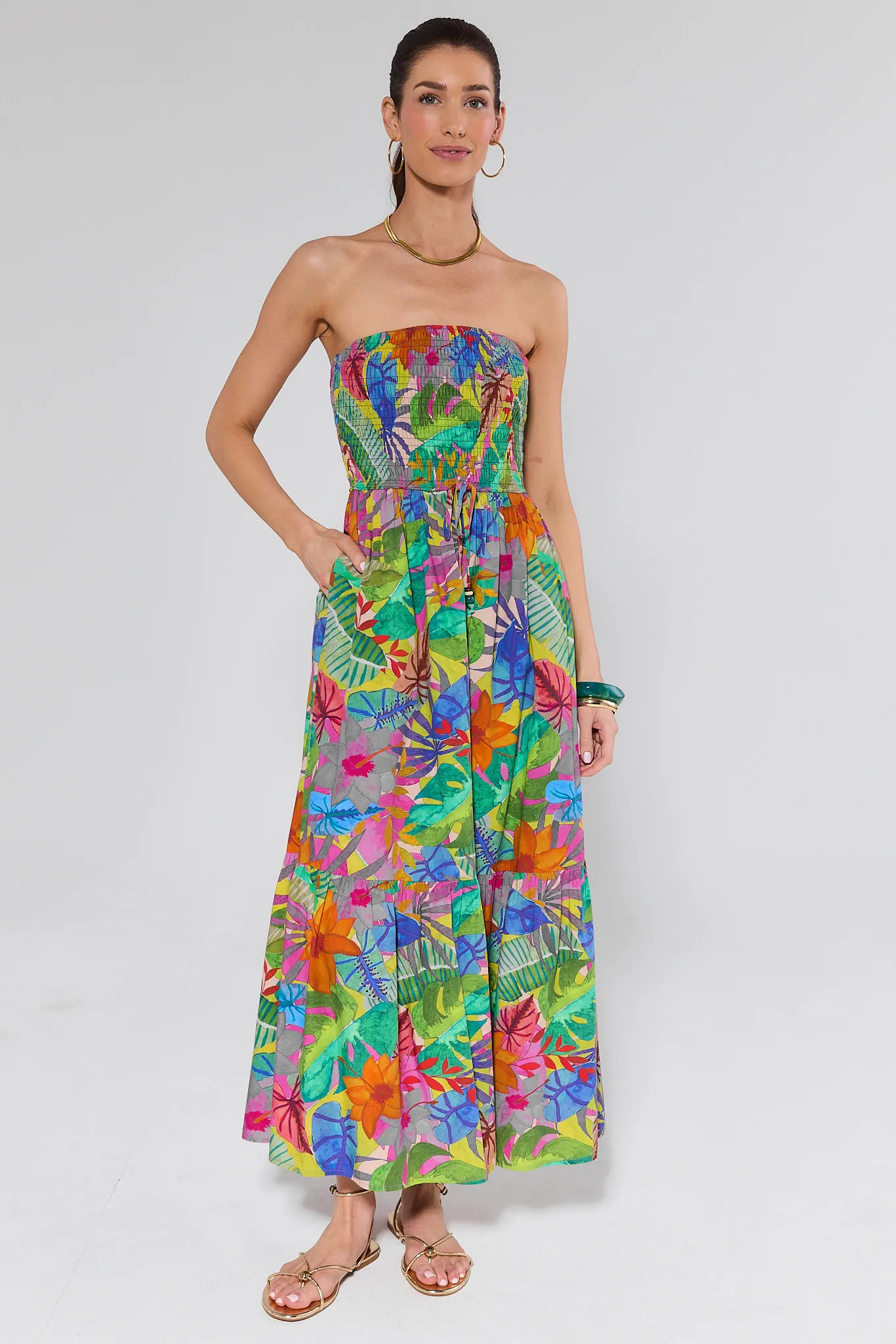 Tanya Printed Strapless Maxi Dress | Avara