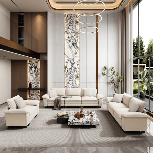 3-Piece Upholstered Modular Sectional Sofa Sets, Oversized Couch Set with Sofa, Loveseat and Armc... | Wayfair North America