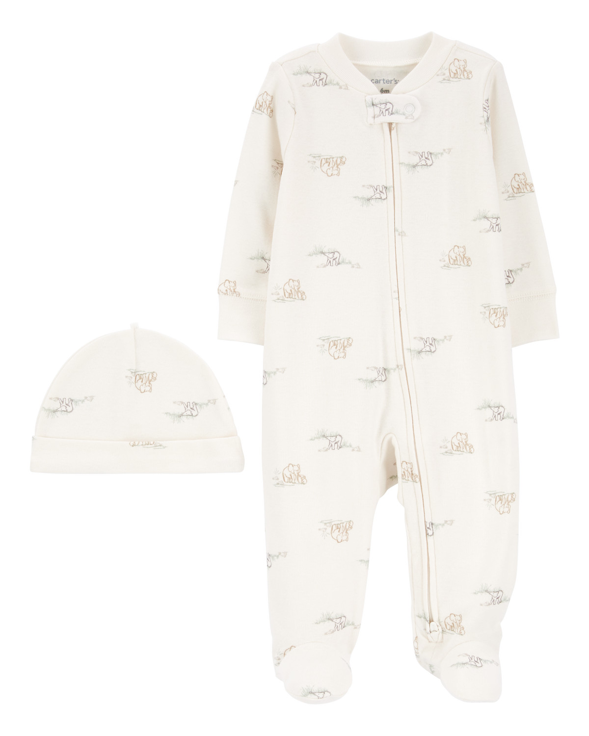 Baby 2-Piece 2-Way Zip Elephant Cotton Sleep & Play Pajamas & Cap Set - Carter's | Carter's | Carter's Inc