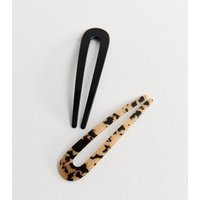 Pack Of 2 Black and Tortoiseshell Print Hair Pins New Look | New Look (UK)