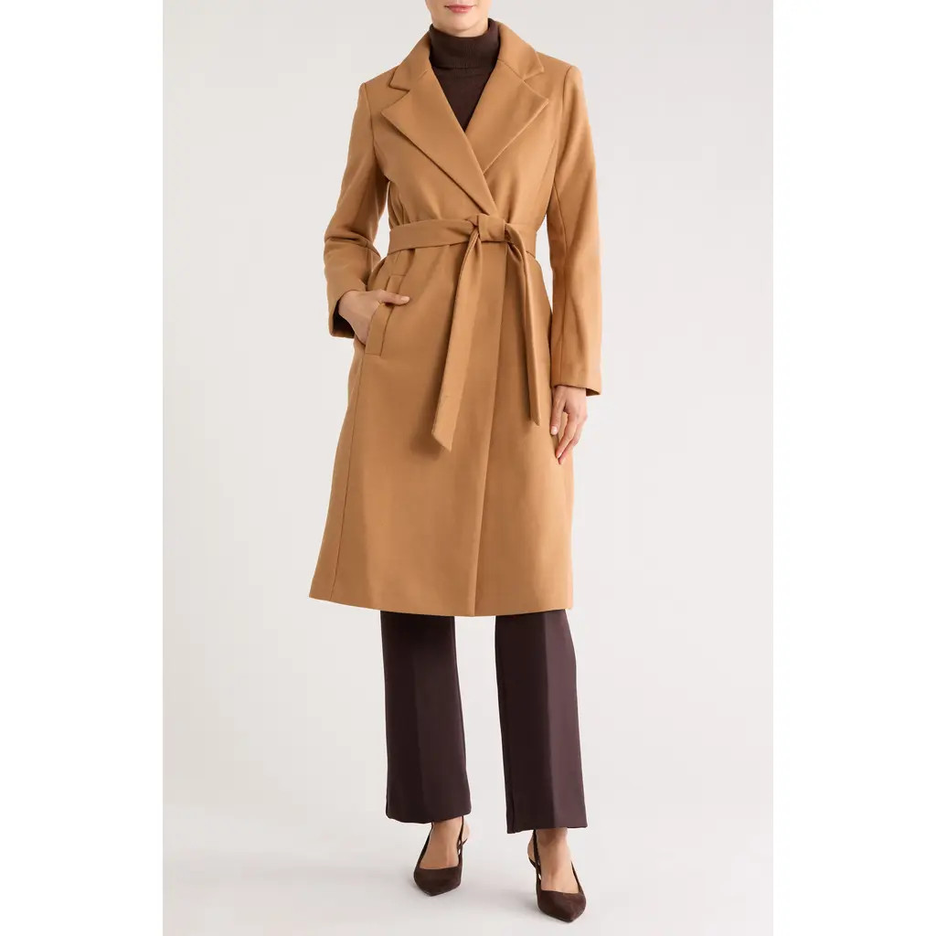 Sam Edelman Belted Wrap Coat in Camel at Nordstrom Rack, Size Medium | Nordstrom Rack