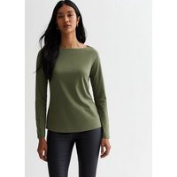 Khaki Slash Neck Long Sleeve Top New Look | New Look (UK)