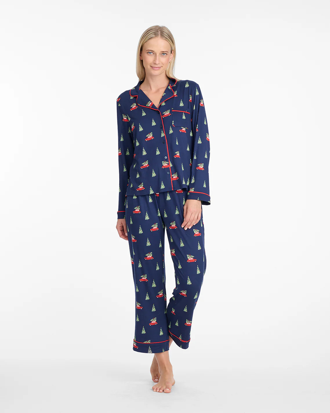 Linda Long-Sleeve Pajama Set in Holiday Trees | Draper James (US)