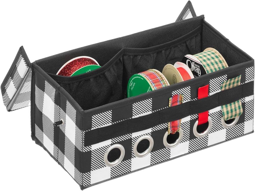 Amazon.com: mDesign Gift-Wrapping Ribbon Storage Bag with Handles, Holder for Christmas and Holid... | Amazon (US)