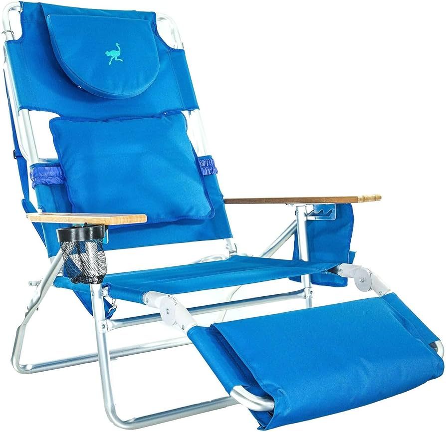 Ostrich Deluxe 3 in 1 Beach Chair with Face Opening - Portable, Reclining Lounger for Tanning - F... | Amazon (US)