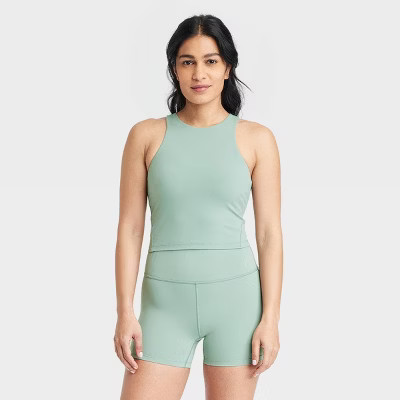 Women's Everyday Soft High Neck Cropped Support Tank Top - All In Motion™ | Target