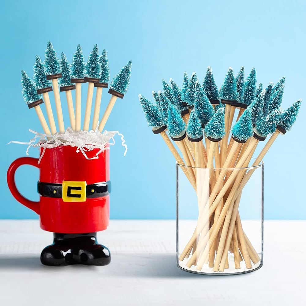 Pickmesh 30pcs Christmas Tree Wooden Cocktail Stirring Sticks Wood Christmas Tree Top Swizzle Sti... | Amazon (US)