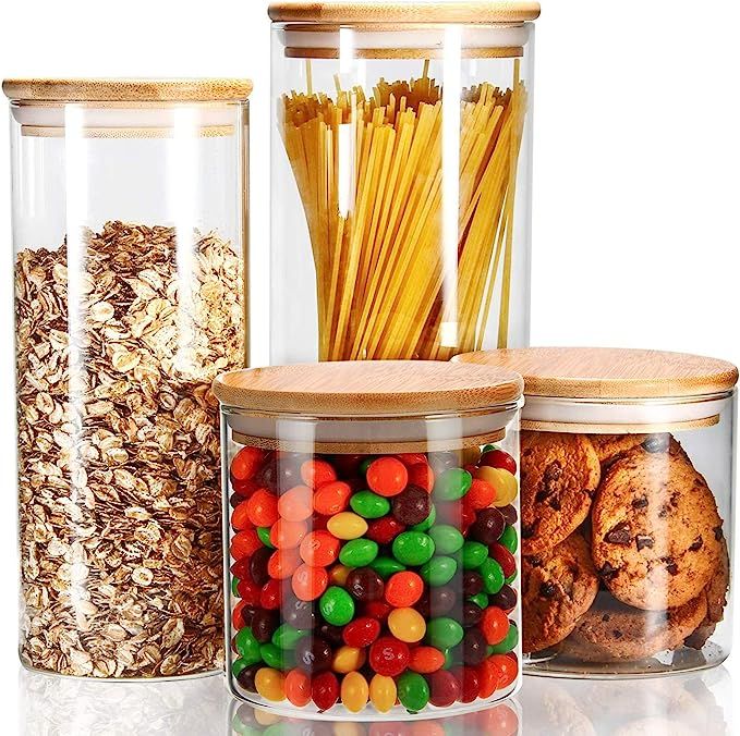 YULEER Airtight Food Storage Containers, Glass Jars with Lid, Glass Jar for Serving Candy, Cookie... | Amazon (US)