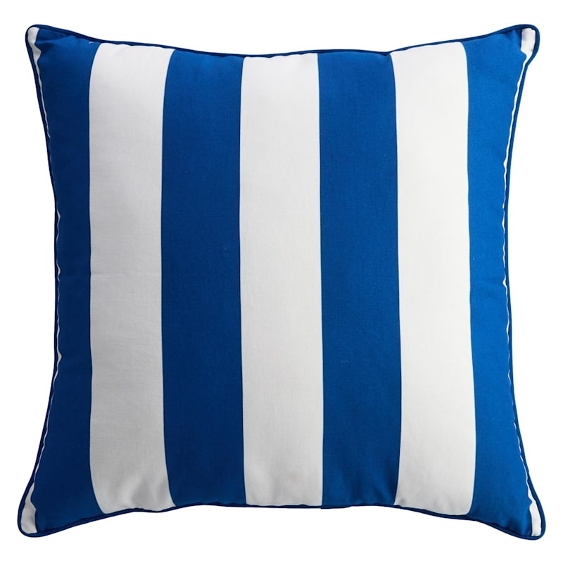 Navy Cabana Stripe Oversized Square Outdoor Throw Pillow, 22x22 | At Home