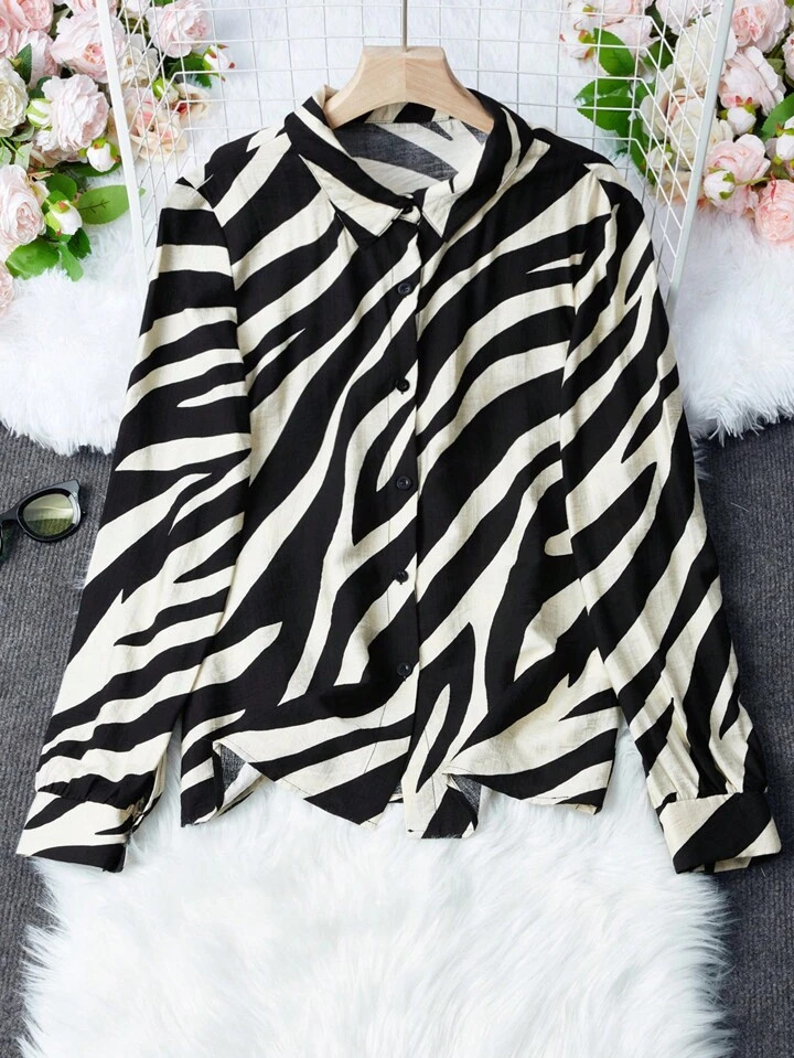 SHEIN LUNE Women's Fashion Striped Long Sleeve Shirt,Long Sleeve Tops | SHEIN