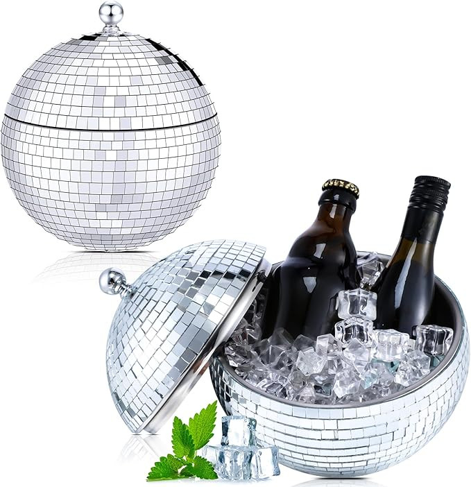 Hoolerry 2l Disco Ball Ice Bucket for New Years Eve Christmas Retro 70s Cocktail Barware Mirror S... | Amazon (US)