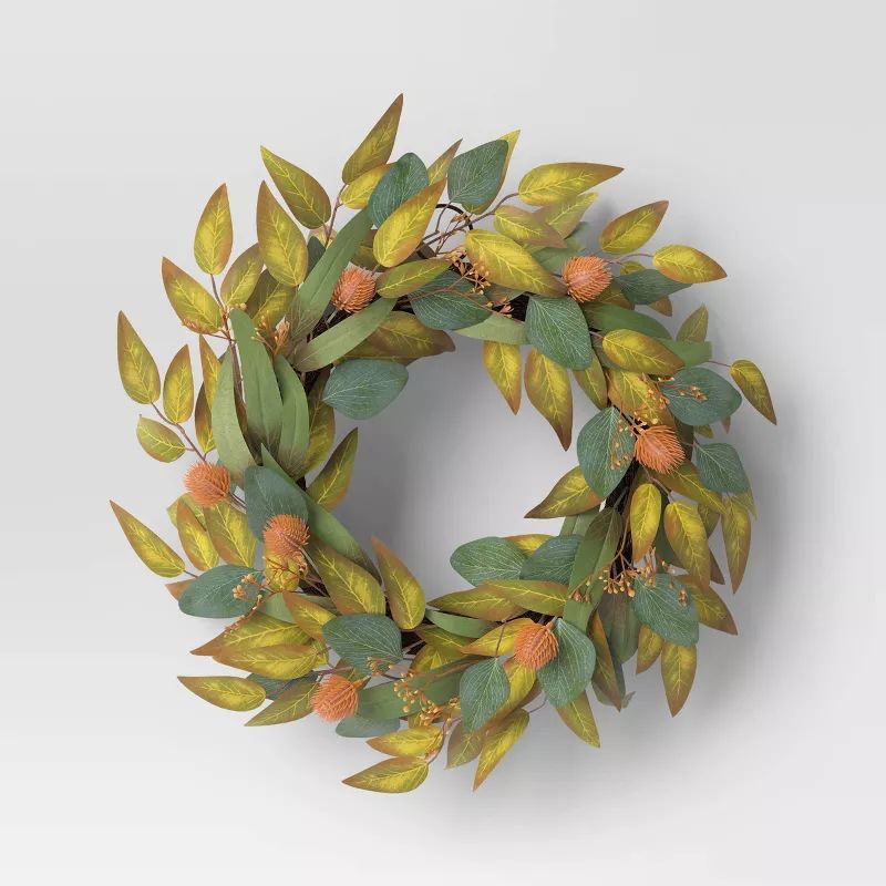 Fall Leaves Wreath Dark Green - Threshold™ | Target